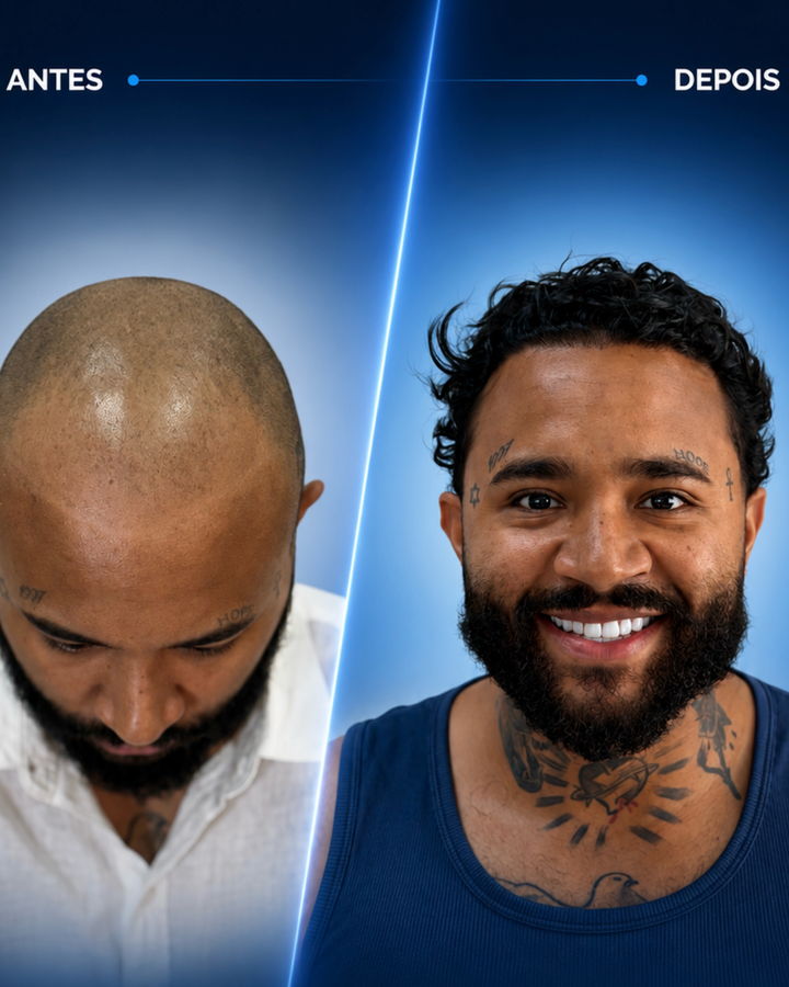 Antes e depois de um paciente do Instituto Dr. Bruno Simoes