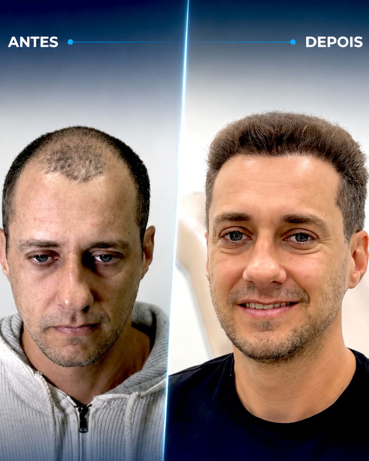 Antes e depois de um paciente do Instituto Dr. Bruno Simoes
