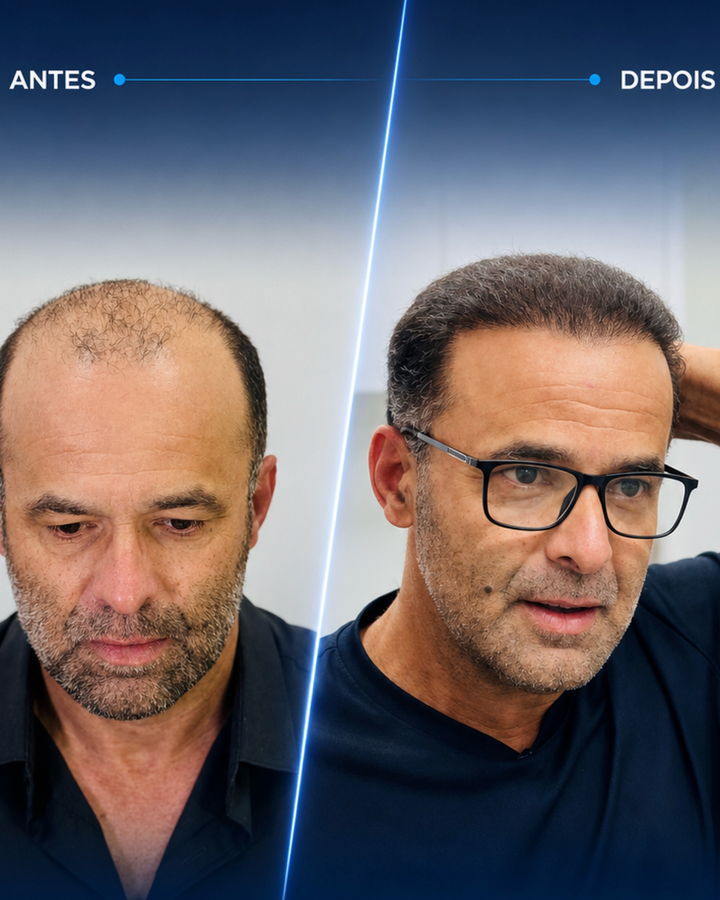 Antes e depois de um paciente do Instituto Dr. Bruno Simoes