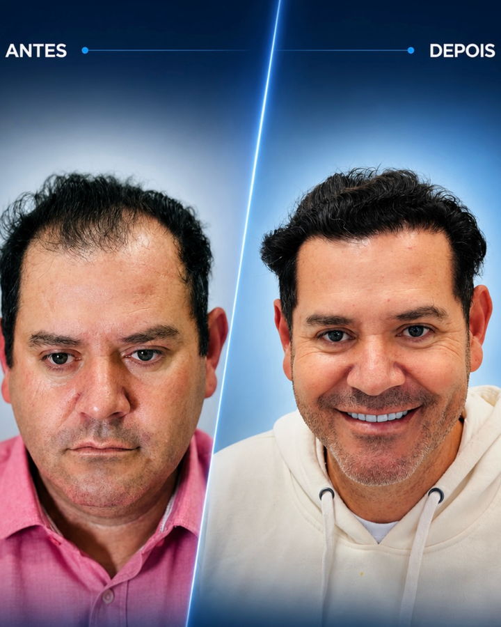 Antes e depois de um paciente do Instituto Dr. Bruno Simoes